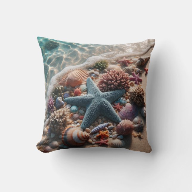 Cojín Decorativo Playa de Starfish Blue Soft Seasheles (Anverso)