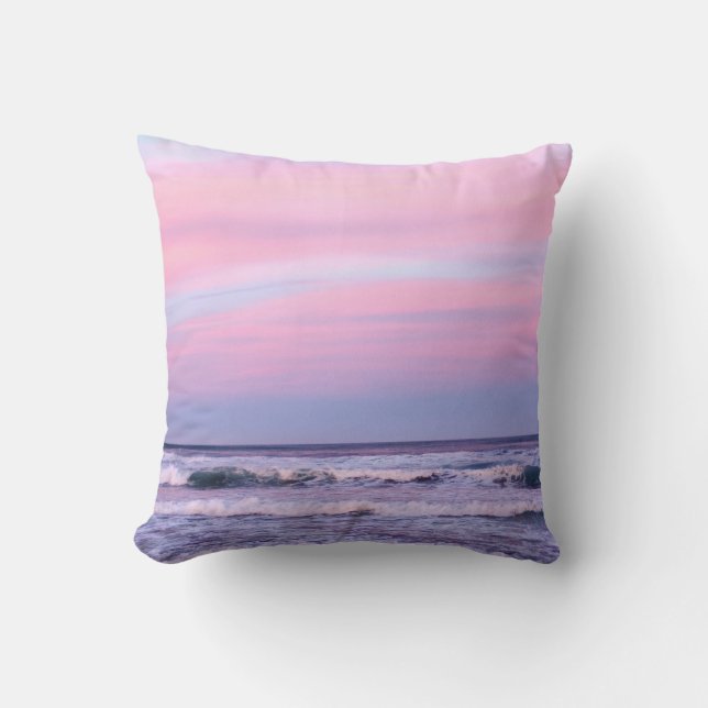 Cojín Decorativo Playa de tonos azules y violetas  (Anverso)