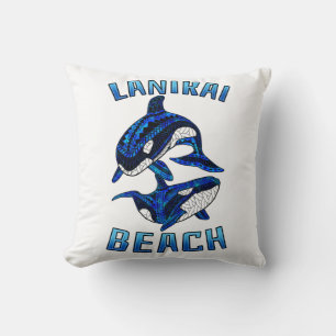 Cojín Decorativo Playa Lanikai Hawaii Vacaciones Tribal Ballenas Or