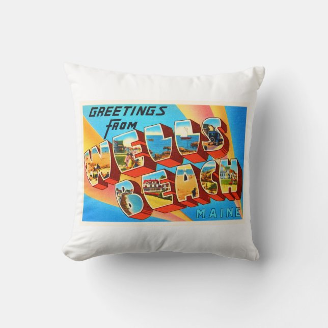 Cojín Decorativo Playa Maine de los pozos YO recuerdo viejo del (Anverso)