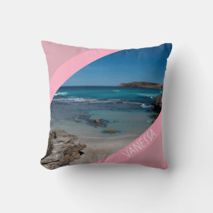 Cojín Decorativo Playa Paradisíaca Rosa Paisaje Bahía Australia