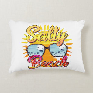 Cojín Decorativo Playa Salty Sol tropical y árbol de palmas