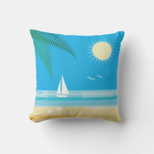 Cojín Decorativo Playa tropical en cielo azul - Al aire libre