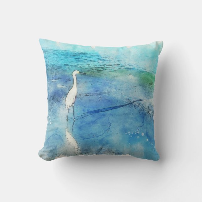 Cojín Decorativo Playa tropical en Verde azulado Aqua Turquoise Blu (Anverso)