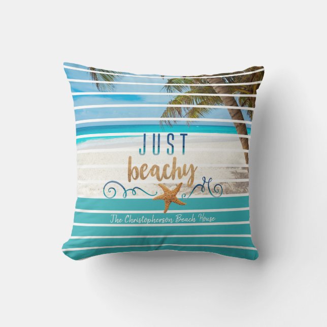 Cojín Decorativo Playa Tropical JUST BEACHY Dos Tono Personalizado (Anverso)