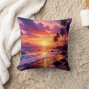 Cojín Decorativo Playa Tropical Personalizada Sunset - Costa Dreamy