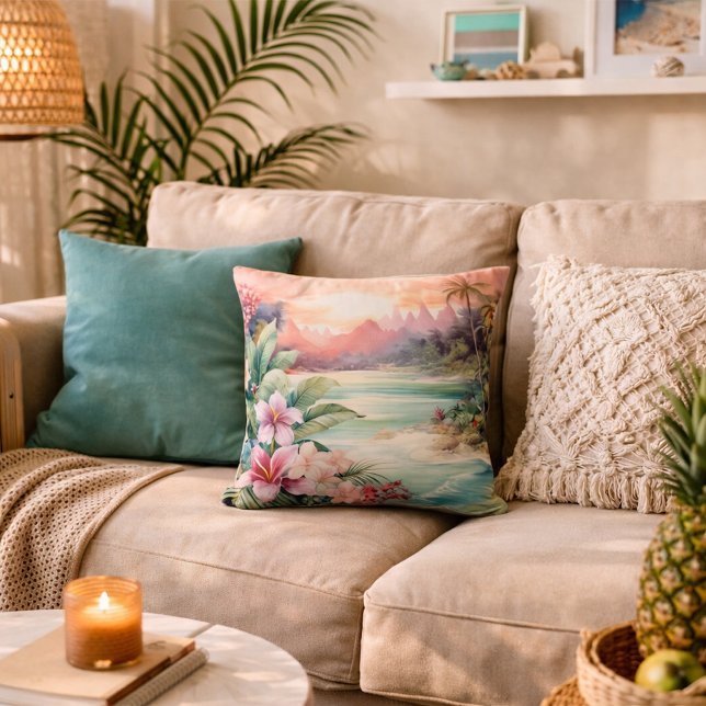 Cojín Decorativo Playa Tropical Rosa (Subido por el creador)
