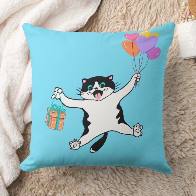 Cojín Decorativo Playas Cat Pillow Pair Mamá Regalo Neon Blue (Manta)