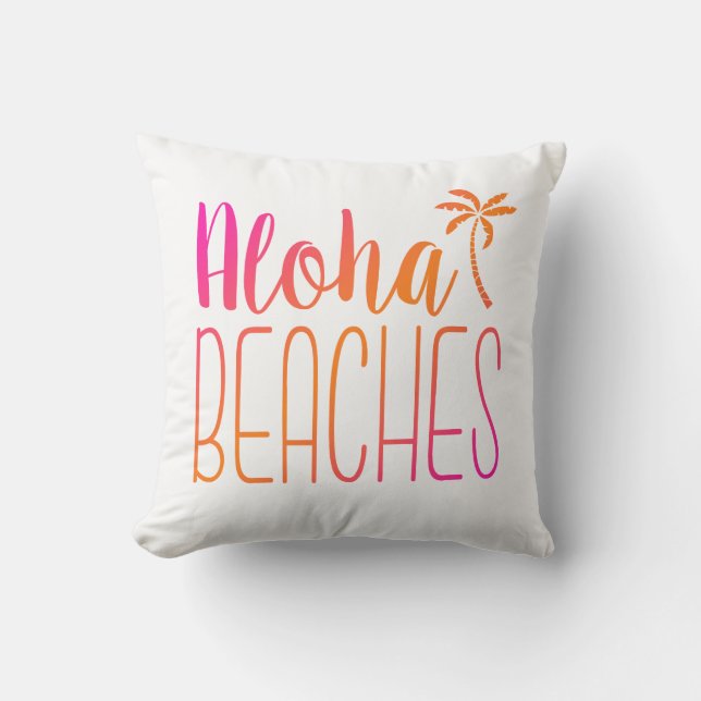 Cojín Decorativo Playas de Aloha | Pillow rosa y Naranja (Front)