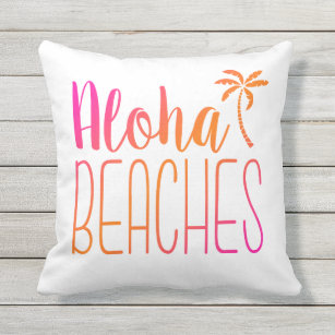 Cojín Decorativo Playas de Aloha   Pillow rosa y Naranja