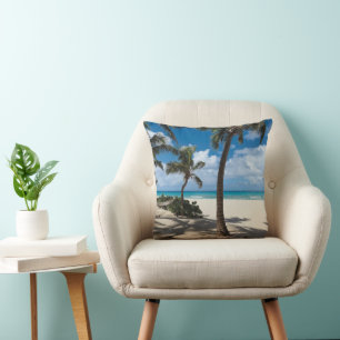 Cojín Decorativo Playas tropicales Playa de Anguila, palmera