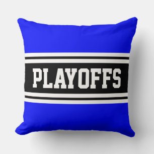 Cojín Decorativo PLAYOFFS Azul Brillante Negro Blanco Rayas de Carr