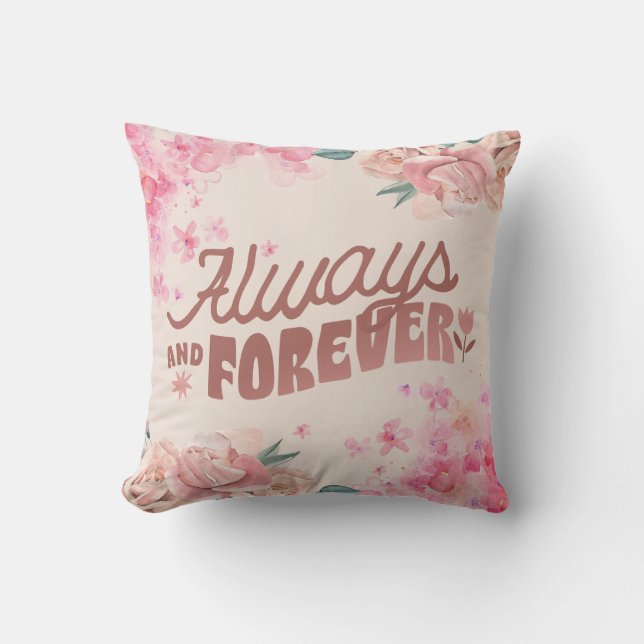 Cojín Decorativo Plaza de flores de Ilustracion rosa (Anverso)