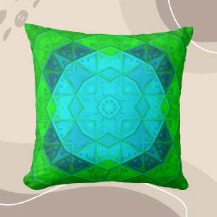 Cojín Decorativo Plaza Kaleidoscope Mosaico Verde y Azul