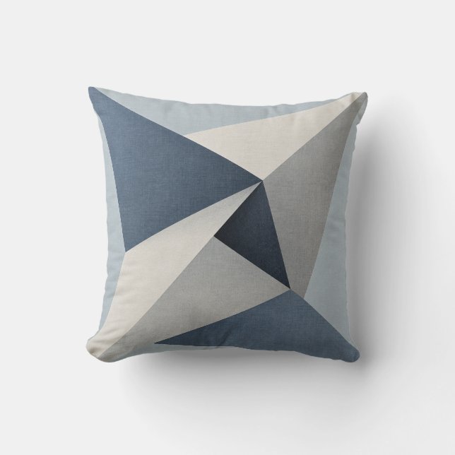 Cojín Decorativo Plegado geométrico angular gris azul (Anverso)