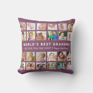 Cojín Decorativo Plum Mejor Abuela del Mundo Nietos 24 Fotos