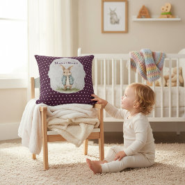 Cojín Decorativo Plum Purple Polka Dot Bunny Name Accent Pillow