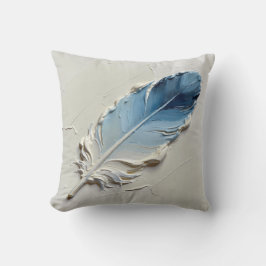 Cojín Decorativo Pluma Azul Pintura Al Óleo Texturizada 3D Arte Mod