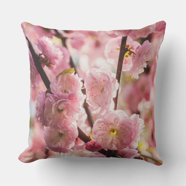 Cojín Decorativo Pluma de flores - Paradismo rosa (Anverso)