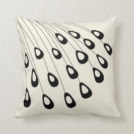 Cojín Decorativo Pluma de pavo real estilizada en blanco y negro mo