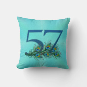 Cojín Decorativo Pluma de pavo real para cumpleaños o aniversario n