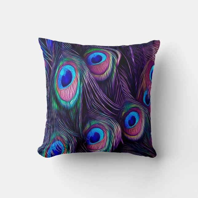 Cojín Decorativo Pluma del pavo real (Anverso)