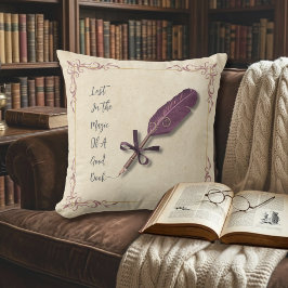 Cojín Decorativo Pluma Literaria Rosa Polvorienta Romántica