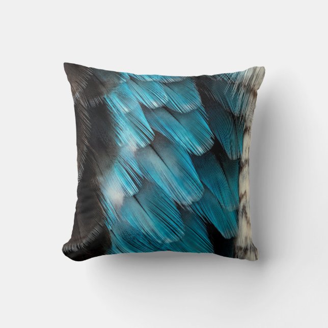 Cojín Decorativo Pluma negra y azul (Anverso)