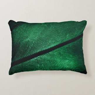 Cojín Decorativo Pluma Verde, Hermosa Textura De Patrón.