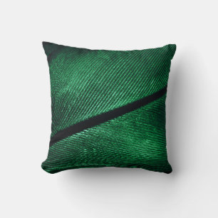 Cojín Decorativo Pluma Verde, Hermosa Textura De Patrón.