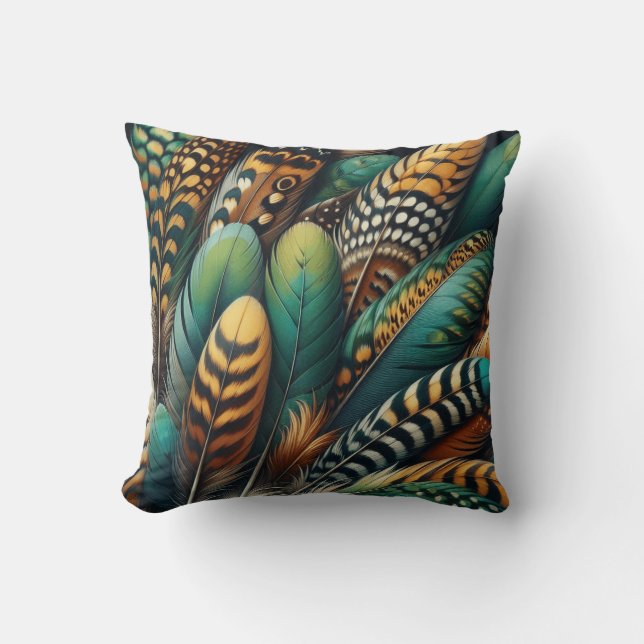 Cojín Decorativo Plumaje Esmeralda (Anverso)