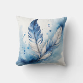 Cojín Decorativo Plumas azules y blancas tranquilas