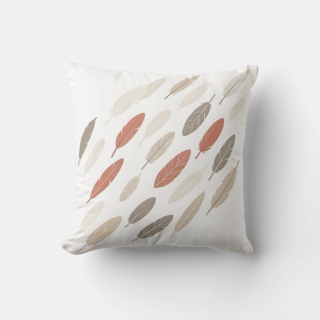 Cojín Decorativo Plumas Boho Óxido Diagonal (Anverso)