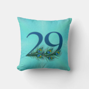 Cojín Decorativo Plumas de Pavo Real Cumpleaños 29 Aniversario Hito