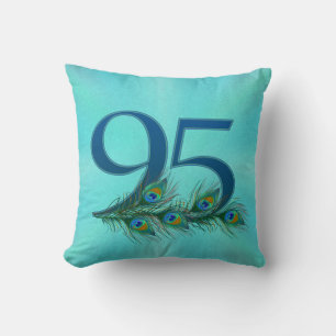 Cojín Decorativo Plumas de Pavo Real Cumpleaños 95 Aniversario Hito