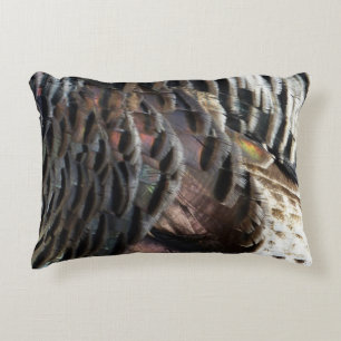 Cojín Decorativo Plumas de pavo silvestre I Diseño abstracto de la