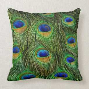 Cojín Decorativo Plumas Hermosas de Pavo Real