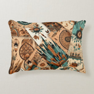 Cojín Decorativo plumas tribales del suroeste de Azteca