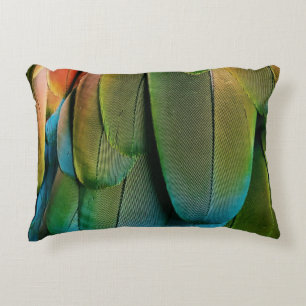 Cojín Decorativo plumas verdes y azules