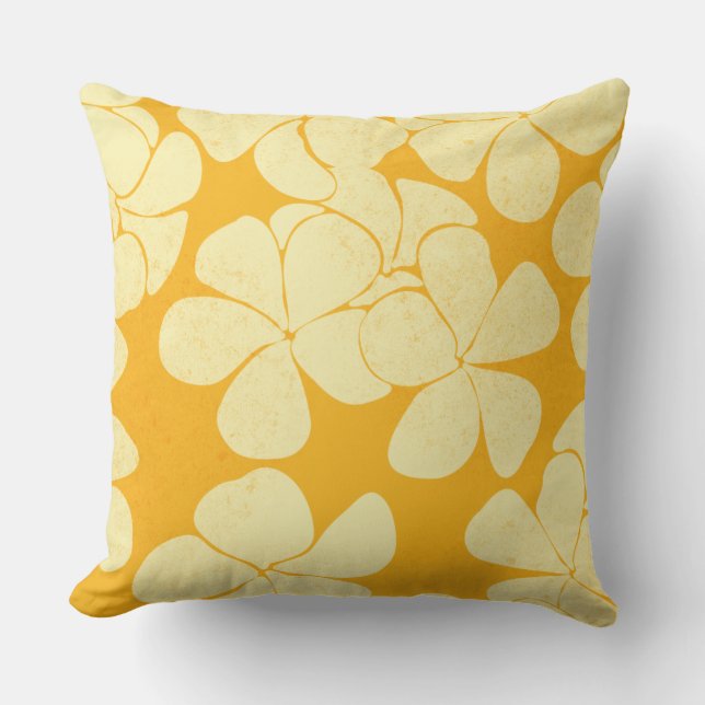 Cojín Decorativo Plumeria amarilla en amarillo (Anverso)