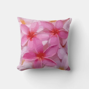 Cojín Decorativo Plumeria moderno - flores rosadas abstractas