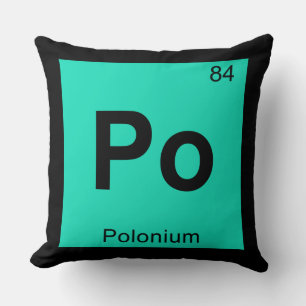 Cojín Decorativo Po - Símbolo de tabla periódica de química de polo