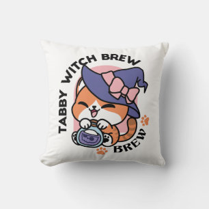 Cojín Decorativo Poción de Bruja Atigrada – Diseño de Gato de Hallo
