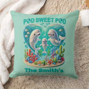 Cojín Decorativo "Pod Sweet Pod" Familia de Ballenas Personalizable