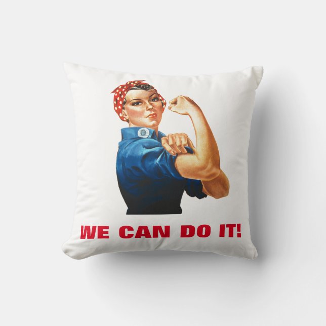 Cojín Decorativo Podemos lograrlo, Rosie the Riveter Women Power (Anverso)