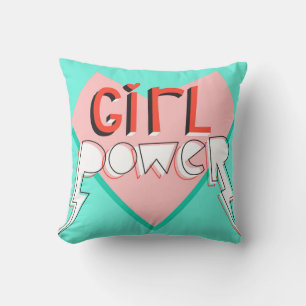 Cojín Decorativo Poder chica: Lema gráfico lindo