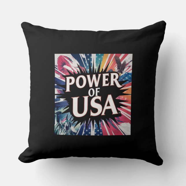 Cojín Decorativo Poder de USA Pillow - Patriótico Americano (Anverso)