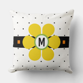 Cojín Decorativo Poder floral de mediados de siglo amarillo