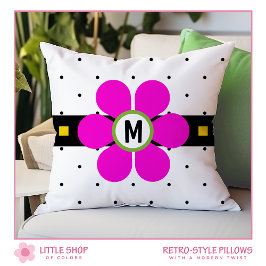 Cojín Decorativo Poder Floral Estilo Retro Rosa