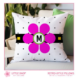 Cojín Decorativo Poder Floral Estilo Retro Rosa